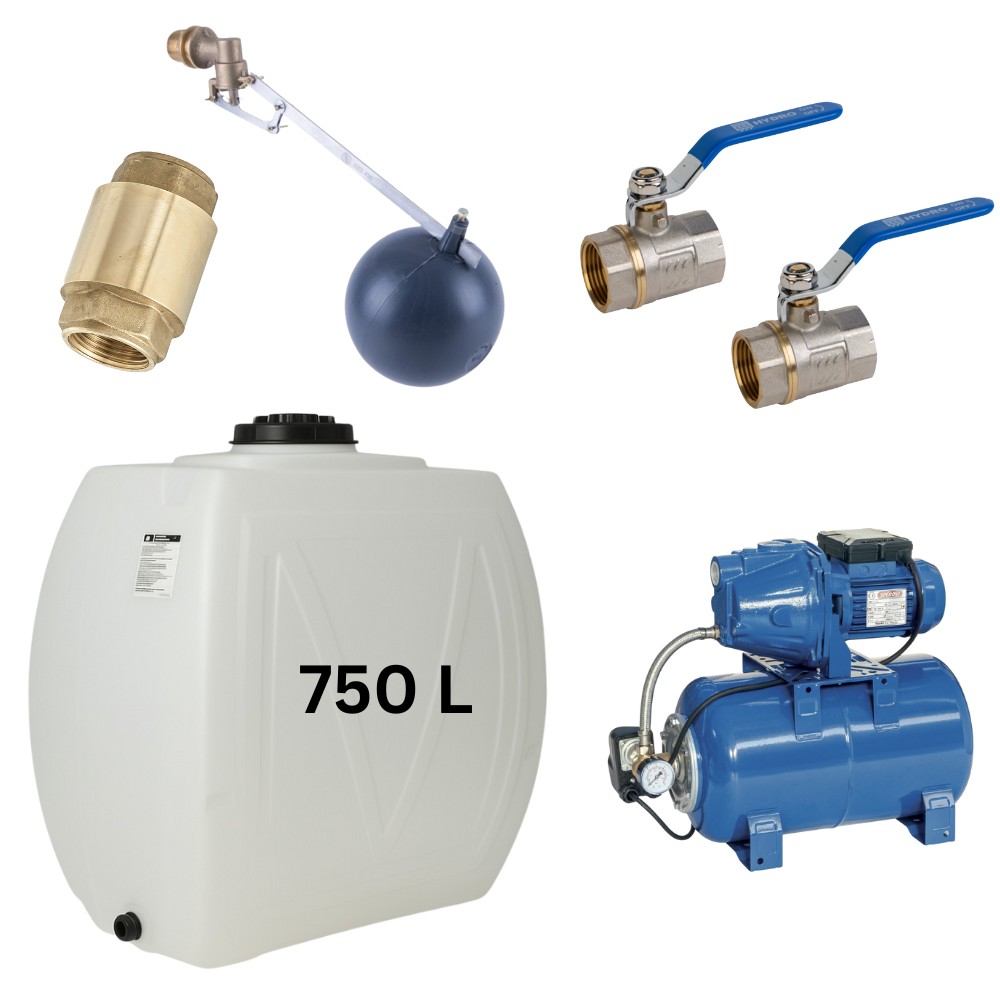 Kit „Drinking water 750L“ with water tank Narrow Mavil (white) and hydrophore pump Speroni | Drinking water storage tanks / Potable water tanks |  |