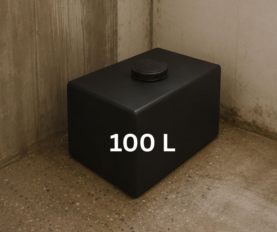 100-liter water storage tanks